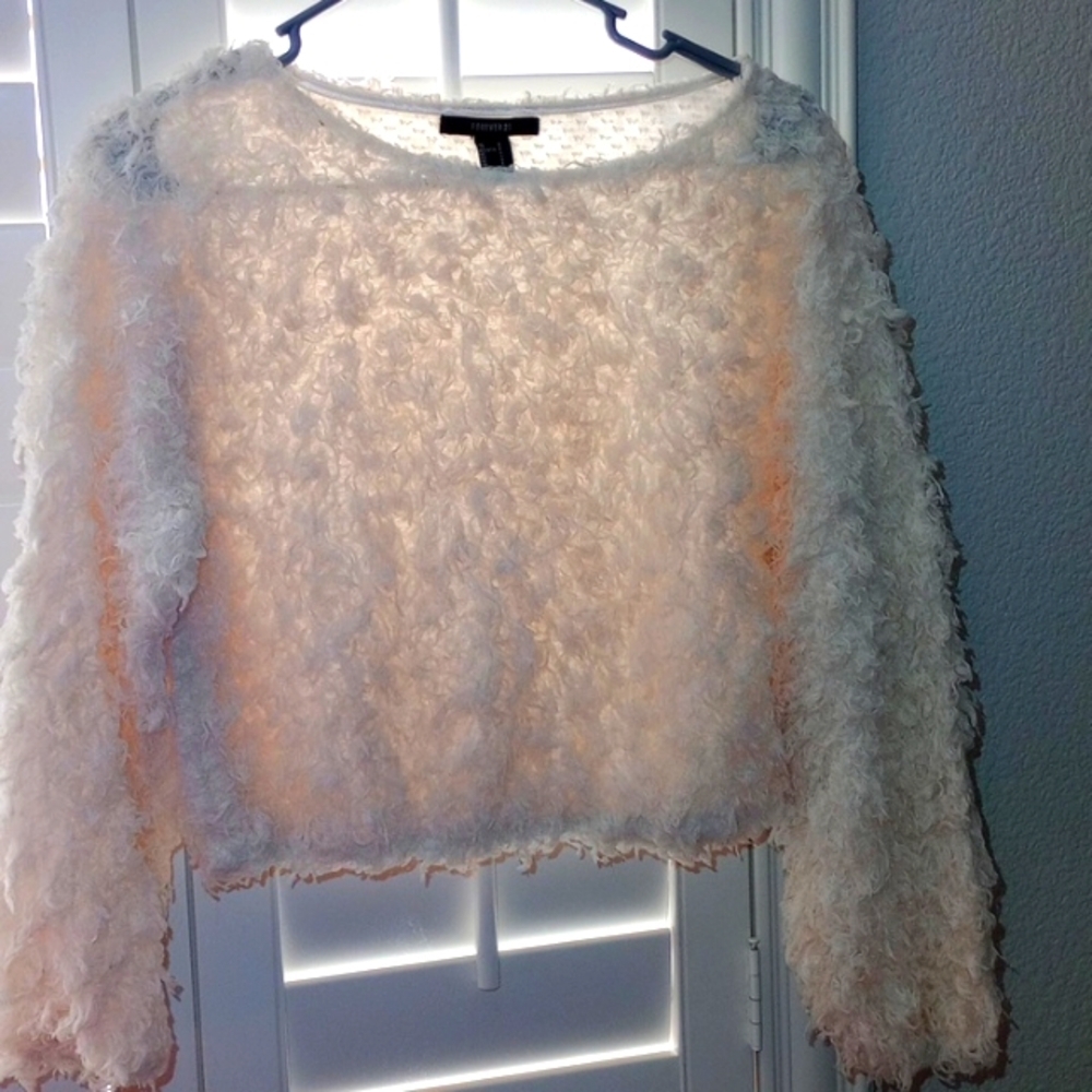 Forever 21 fuzzy crop sweater for sale